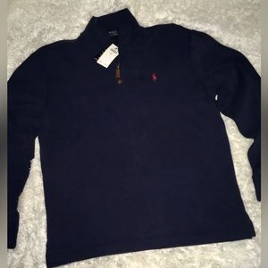 Ralph Lauren Polo Navy Blue Mens 1/4 Zip Long Sleeves Shirt sz Large